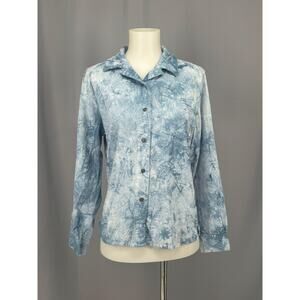 Gramicci Shirt Womens Small Blue Tie Dye Corduroy Button Long Sleeve Made USA